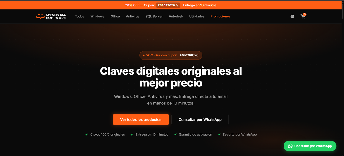 Captura del sitio Emporio del Software